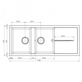 EVIER GRANIT FILO 116A GREGE 2 BACS FOCUS LINE