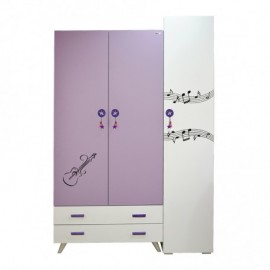 CHAMBRE ENFANT VIOLETTE PENDERIE 3 PORTES