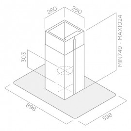 HOTTE CENTRALE FOCUS100 cm - INOX& VITRE