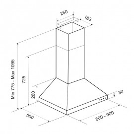 HOTTE PYRAMIDALE NOIRE 60 CM FOCUS