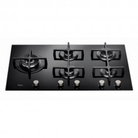 PLAQUE ENCASTRABLE 90 CM EN VERRE TREMPE 5 FEUX NOIRE WHIRLPOOL