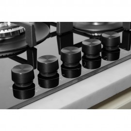 PLAQUE ENCASTRABLE 90 CM EN VERRE TREMPE 5 FEUX NOIRE WHIRLPOOL