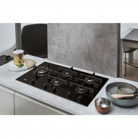 PLAQUE ENCASTRABLE 90 CM EN VERRE TREMPE 5 FEUX NOIRE WHIRLPOOL