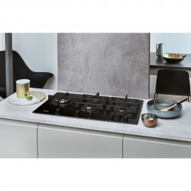 PLAQUE ENCASTRABLE 90 CM EN VERRE TREMPE 5 FEUX NOIRE WHIRLPOOL