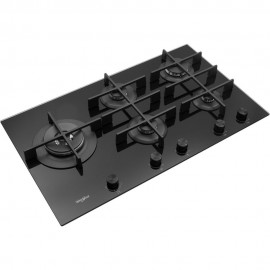 PLAQUE ENCASTRABLE 90 CM EN VERRE TREMPE 5 FEUX NOIRE WHIRLPOOL
