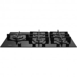 PLAQUE ENCASTRABLE 90 CM EN VERRE TREMPE 5 FEUX NOIRE WHIRLPOOL