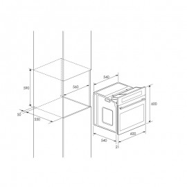 FOUR A GAZ VENTILE 60 CM 7 PROGRAMMES INOX FOCUS