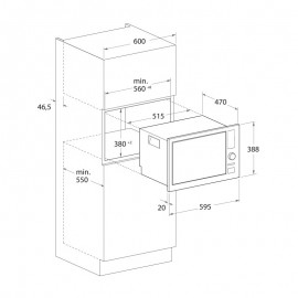 MICRO-ONDES GRILL ENCASTRABLE FOCUS 20L INOX
